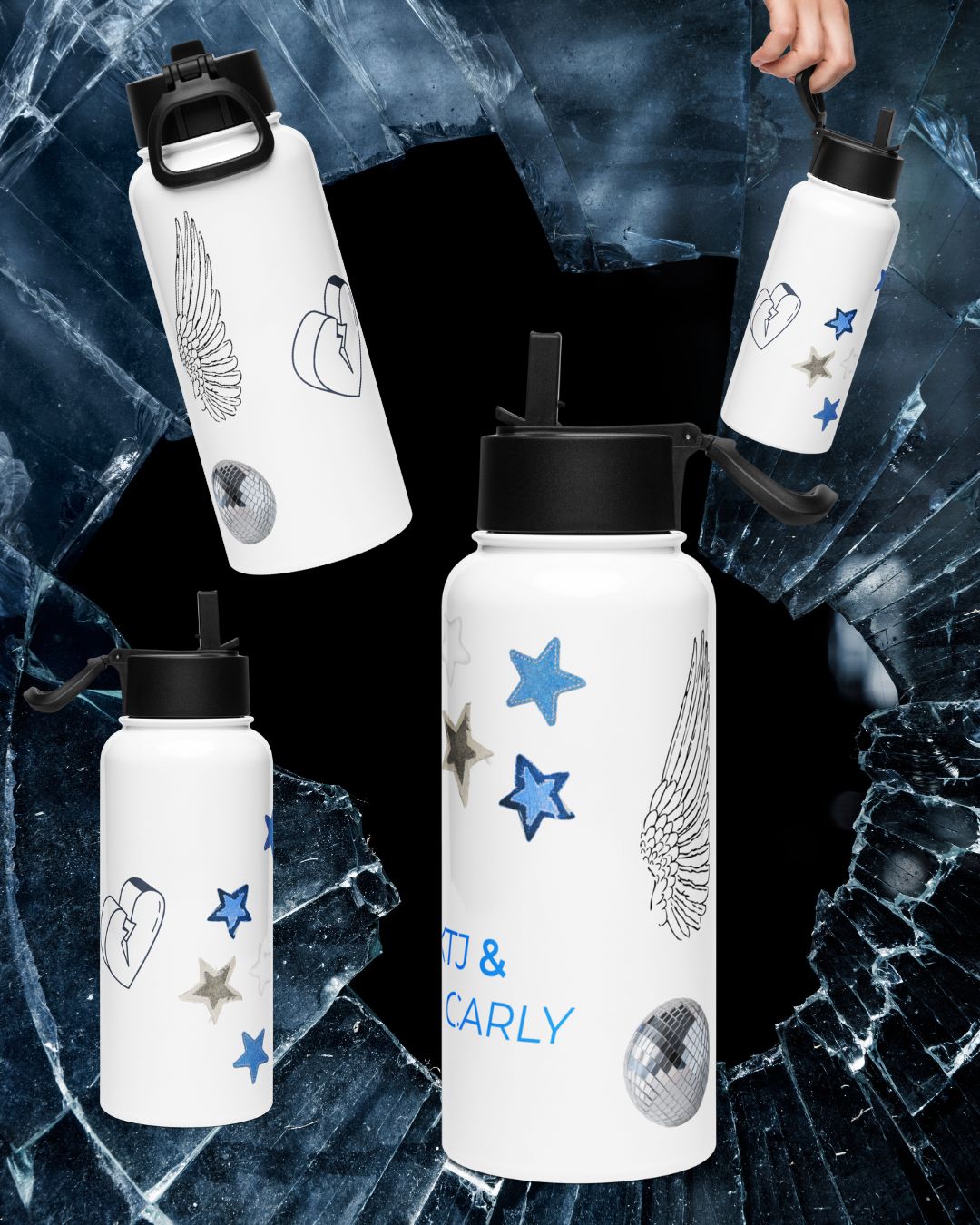 "Here I Go Again" Stainless steel water bottle with a straw lid